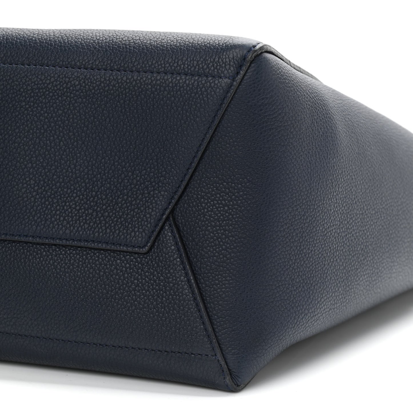 Soft Grained Calfskin Sangle Bucket Bag Navy Blue
