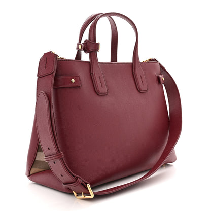 Burberry Derby Calfskin House Check Medium Banner Tote Crimson 3 of 10