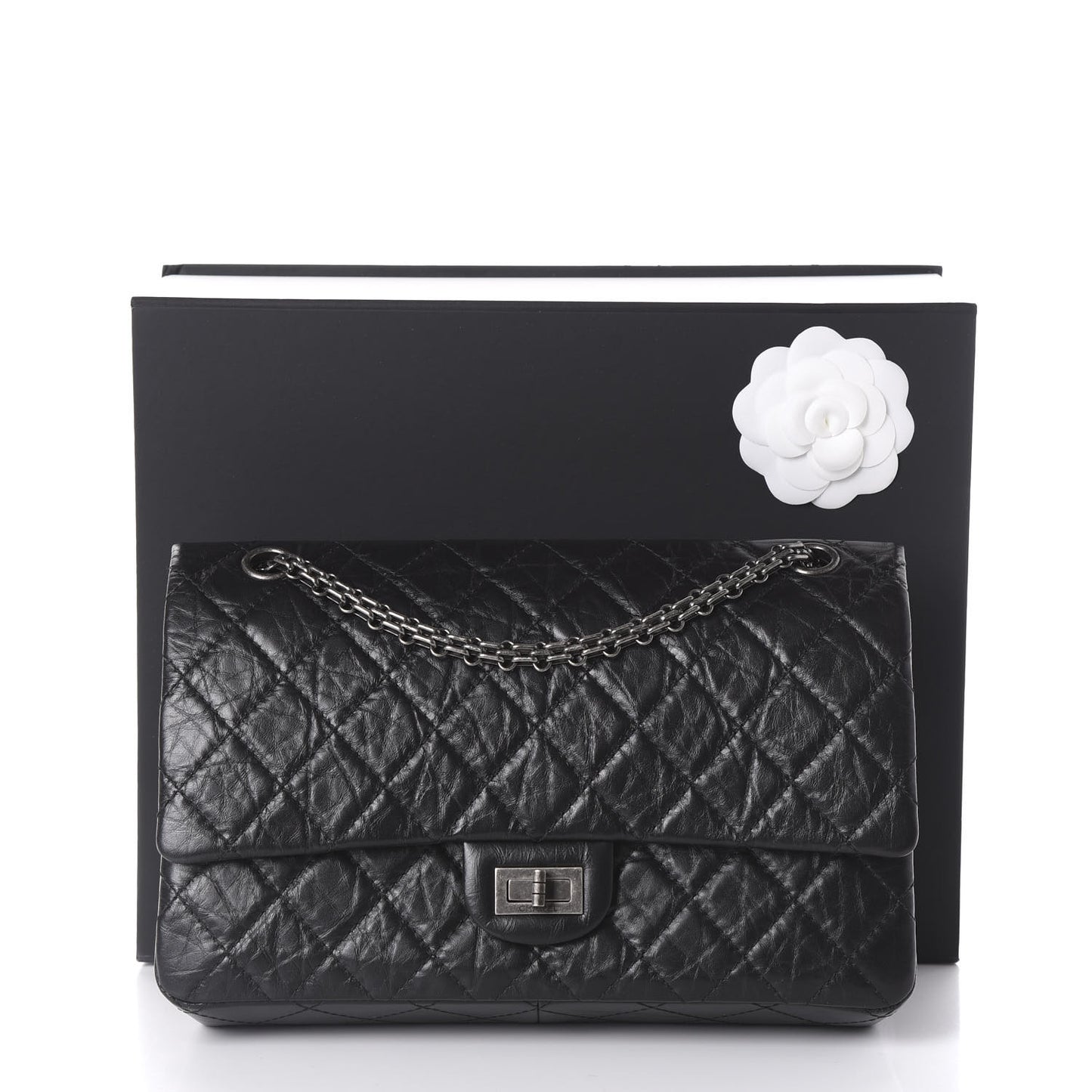Aged Calfskin Quilted 2.55 Reissue 226 Flap Black