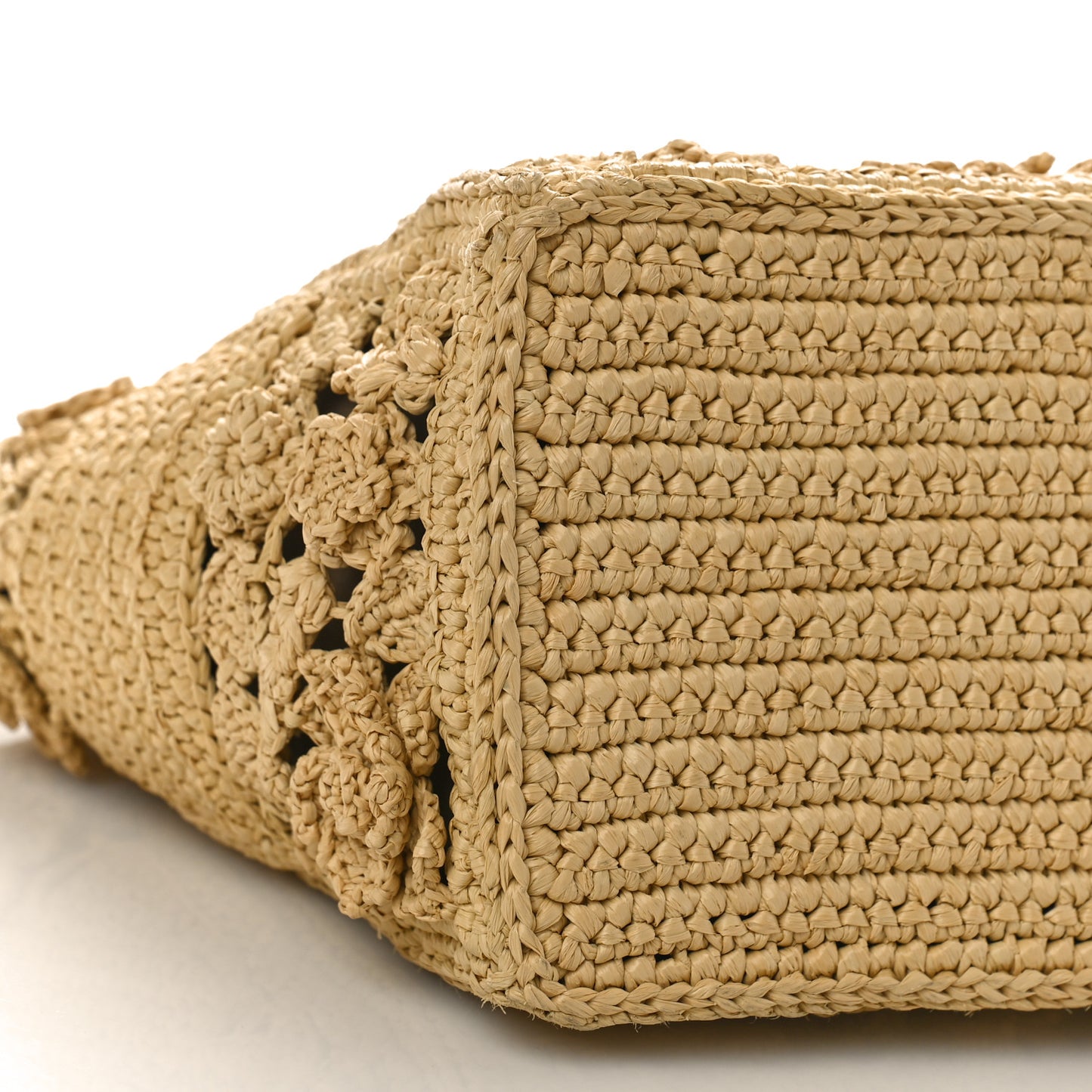Woven Raffia Floral Embellished Small Book Tote Natural
