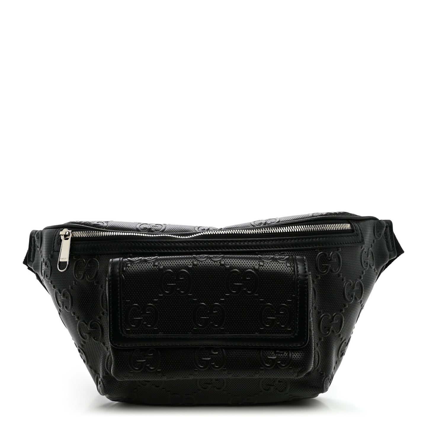 Calfskin GG Tennis Embossed Pocket Belt Bag Black
