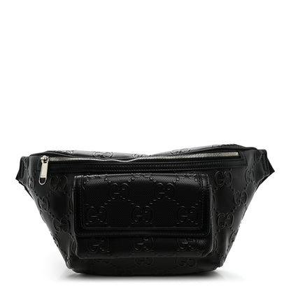 Gucci Calfskin GG Tennis Embossed Pocket Belt Bag Black 1 of 9