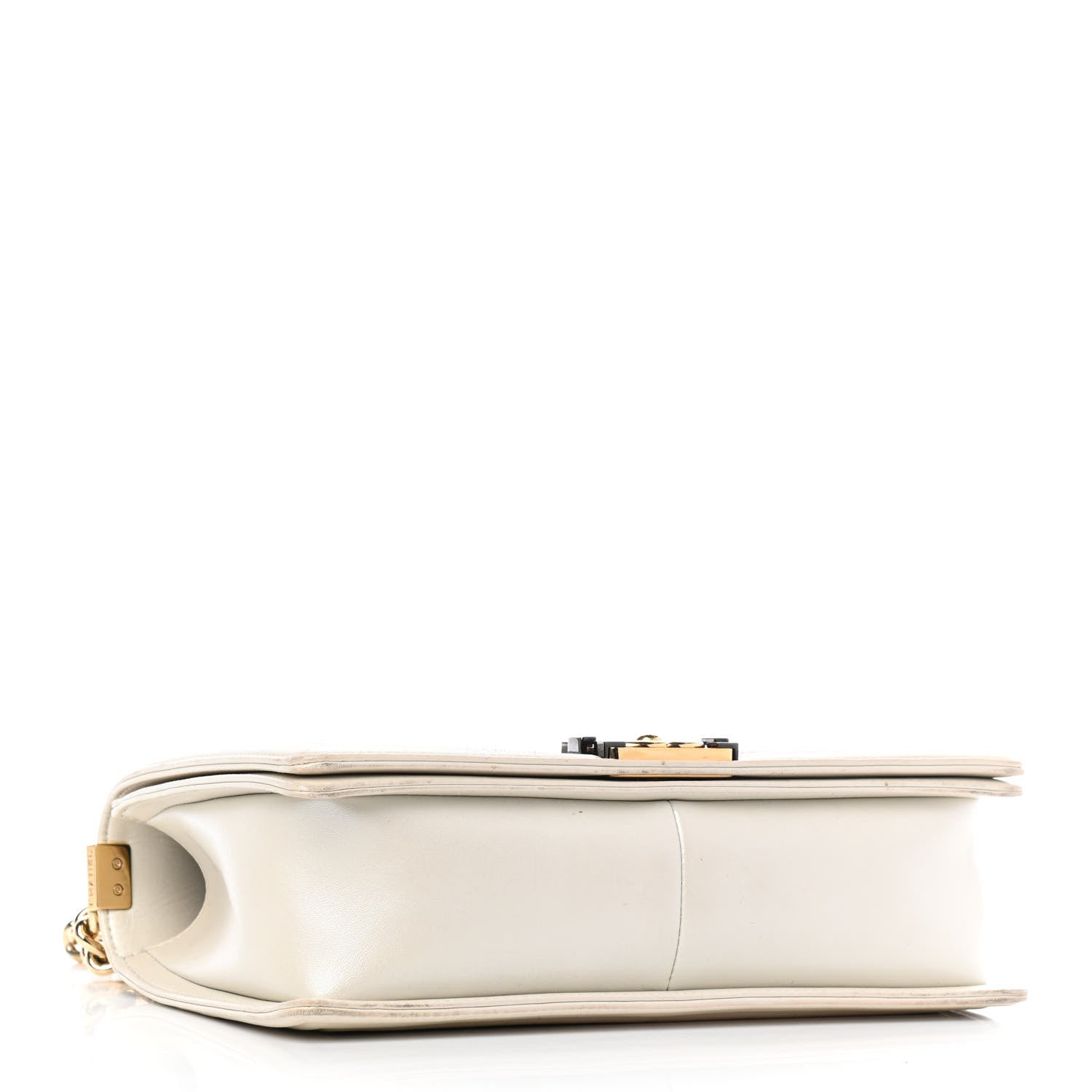 Chanel Metallic Lambskin Embossed Large Boy Cube Flap White 3 of 5