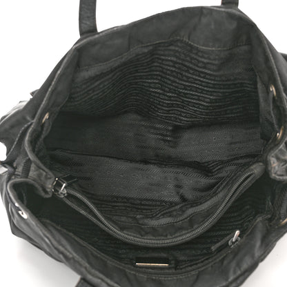 Prada Nylon Vela Drawstring Shopping Tote Black 4 of 9