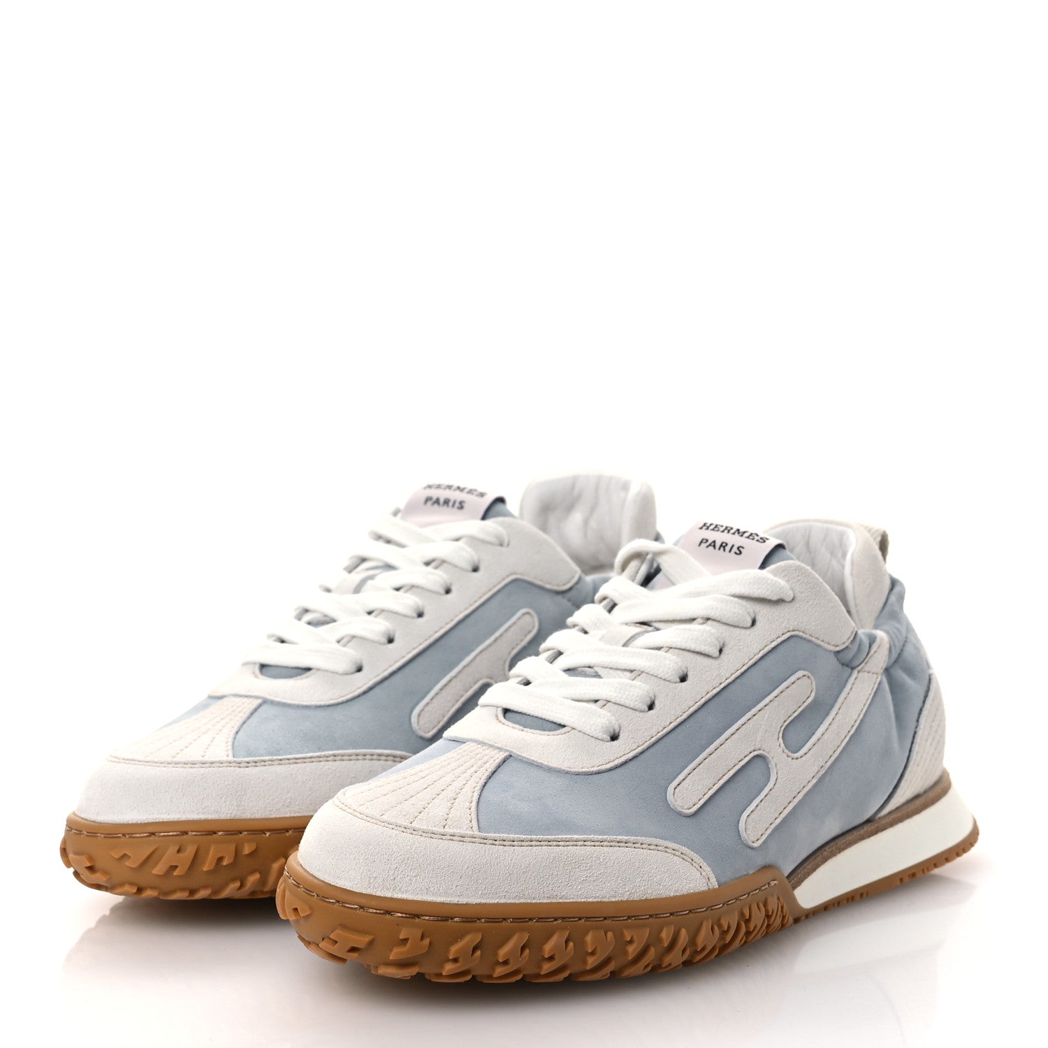 Hermes Suede Goatskin Jet Sneakers 37 Gris Nuage White 4 of 11