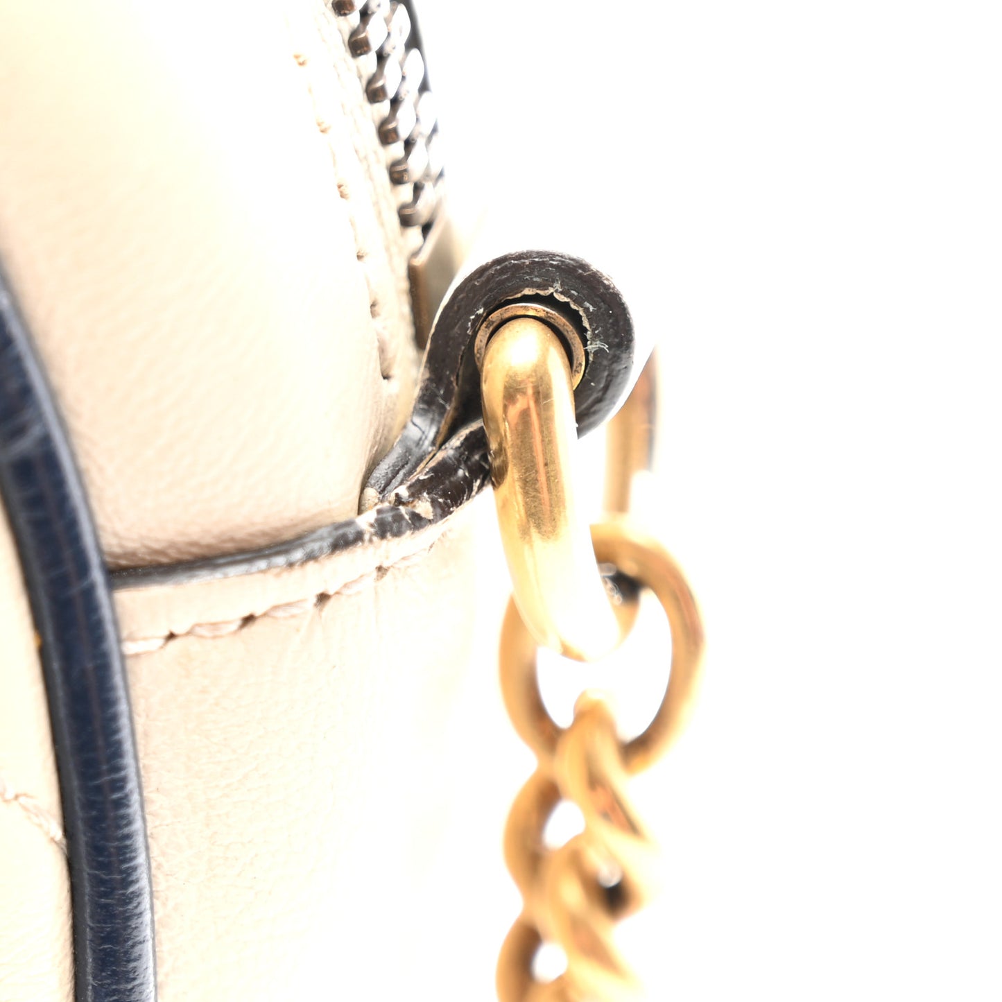 Azalea Calfskin Matelasse Diagonal Mini Torchon GG Marmont Round Shoulder Bag Mystic White Blue Agata