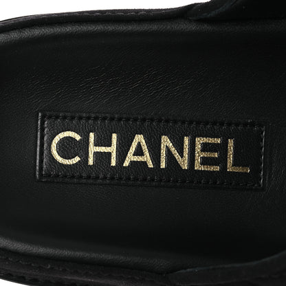 Chanel Suede Kidskin Quilted Velcro Dad Chain CC Slide Sandals 40 Black 9 of 11