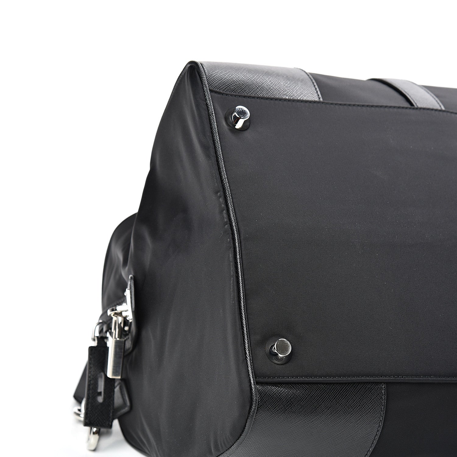Prada Tessuto Nylon Saffiano Duffle Bag Black 9 of 11