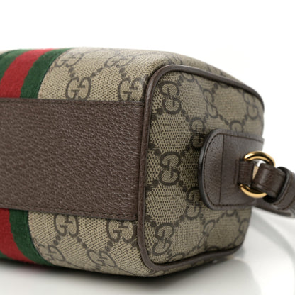 Gucci GG Supreme Monogram Textured Dollar Calfskin Web Super Mini Ophidia Top Handle Bowler Bag Beige Ebony New Acero 10 of 11