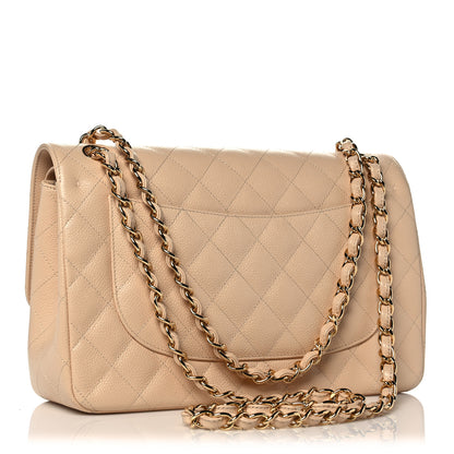 Chanel Caviar Quilted Jumbo Double Flap Beige Clair 3 of 9