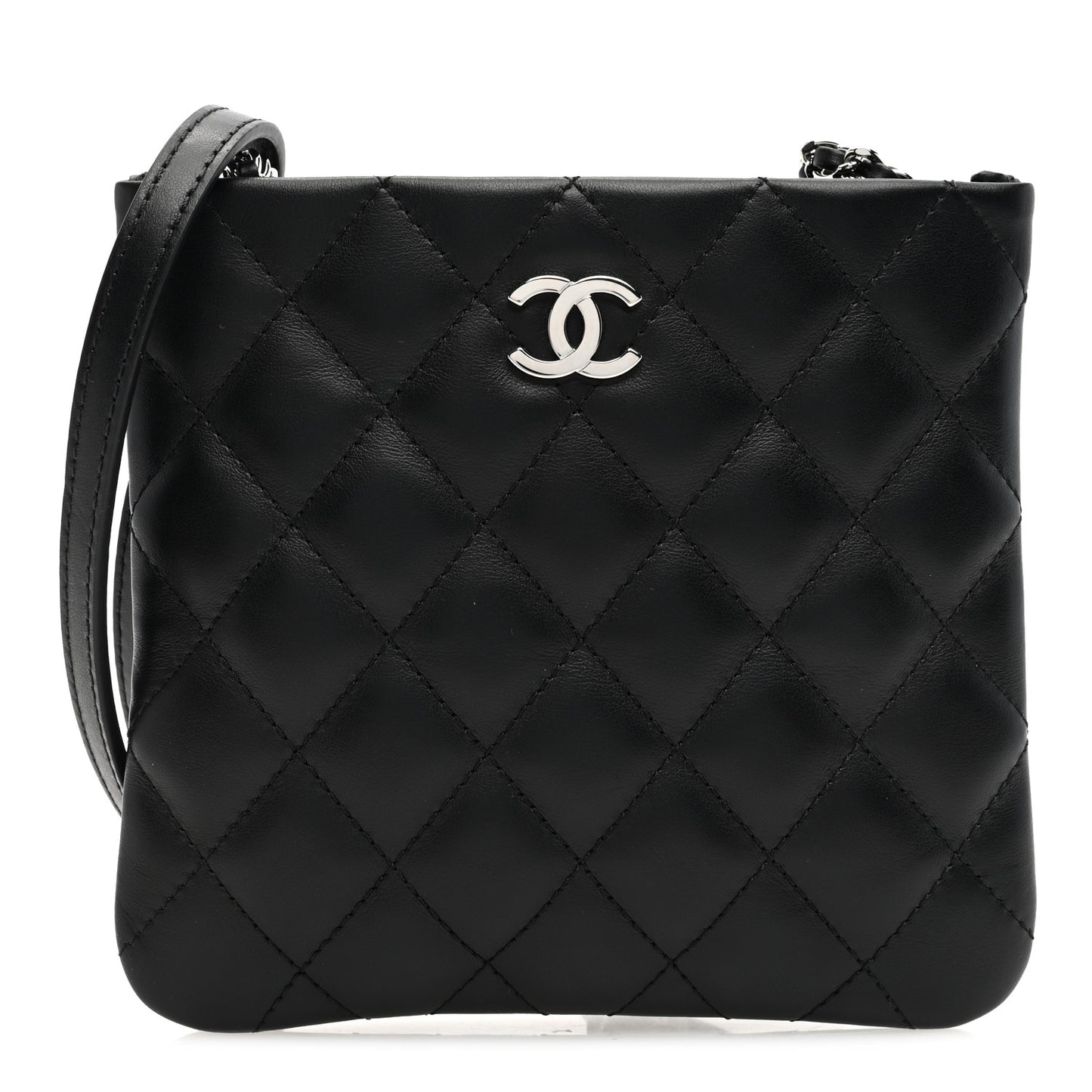 Lambskin Quilted Crossbody Bag Black