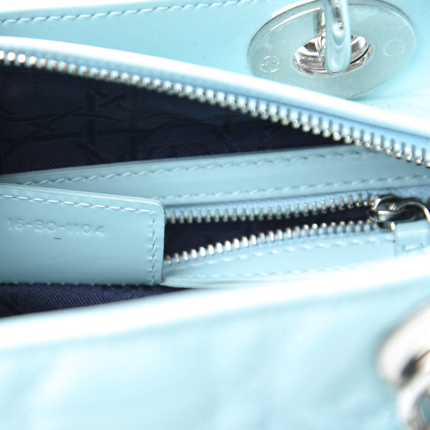 Patent Cannage Medium Lady Dior Light Blue