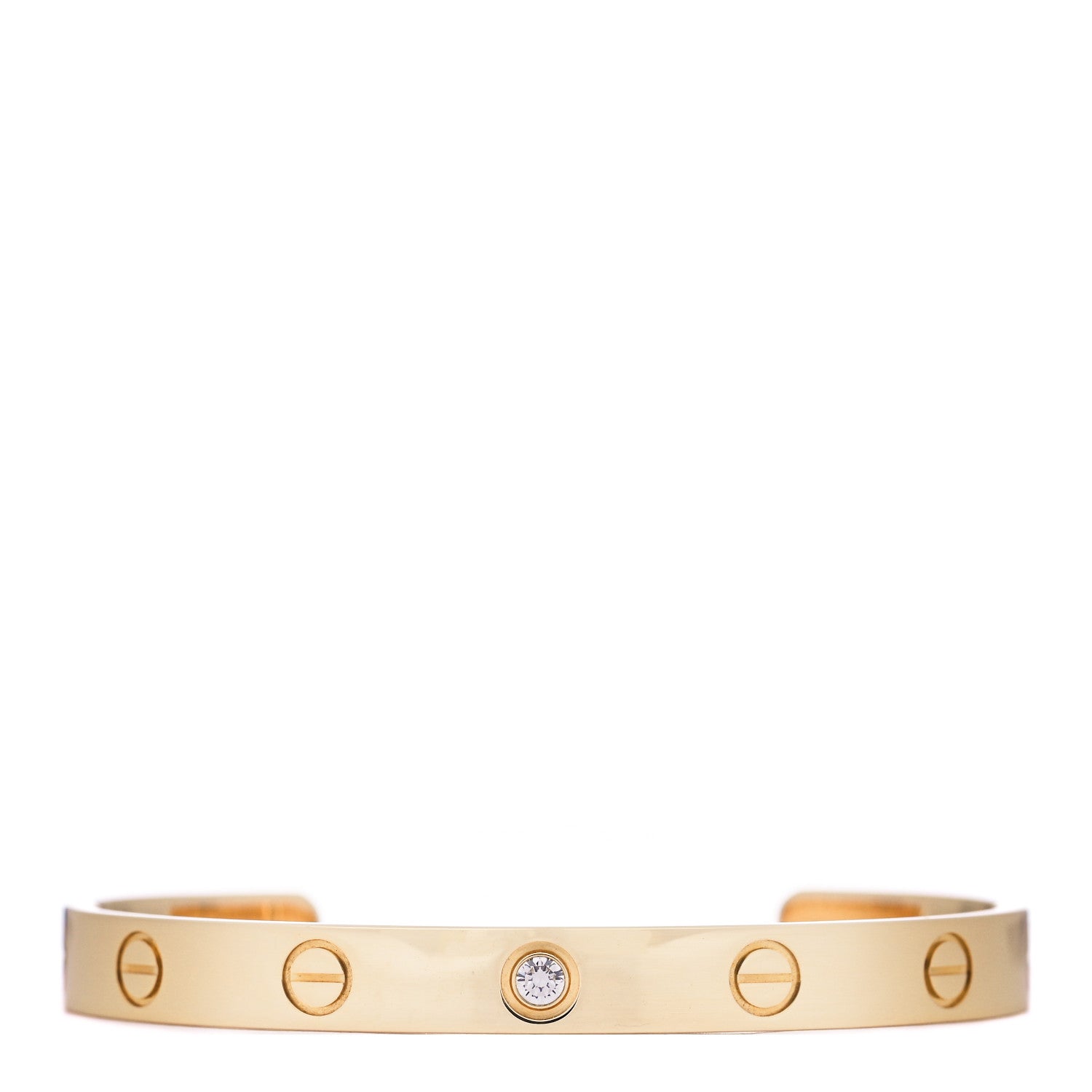 Cartier 18K Yellow Gold 1 Diamond LOVE Cuff Bracelet 16 1 of 4