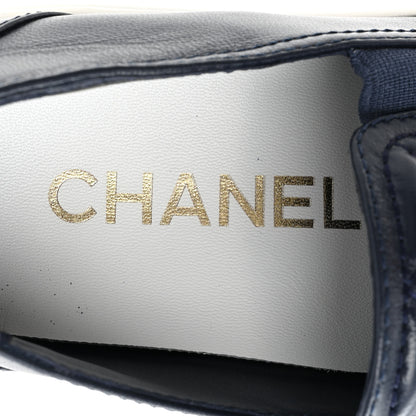 Chanel Lambskin Quilted Womens CC Stroll Sneakers 37 Dark Blue Black 8 of 9