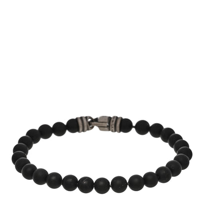 David Yurman Sterling Silver Black Onyx 6mm Spiritual Beads Bracelet 1 of 5