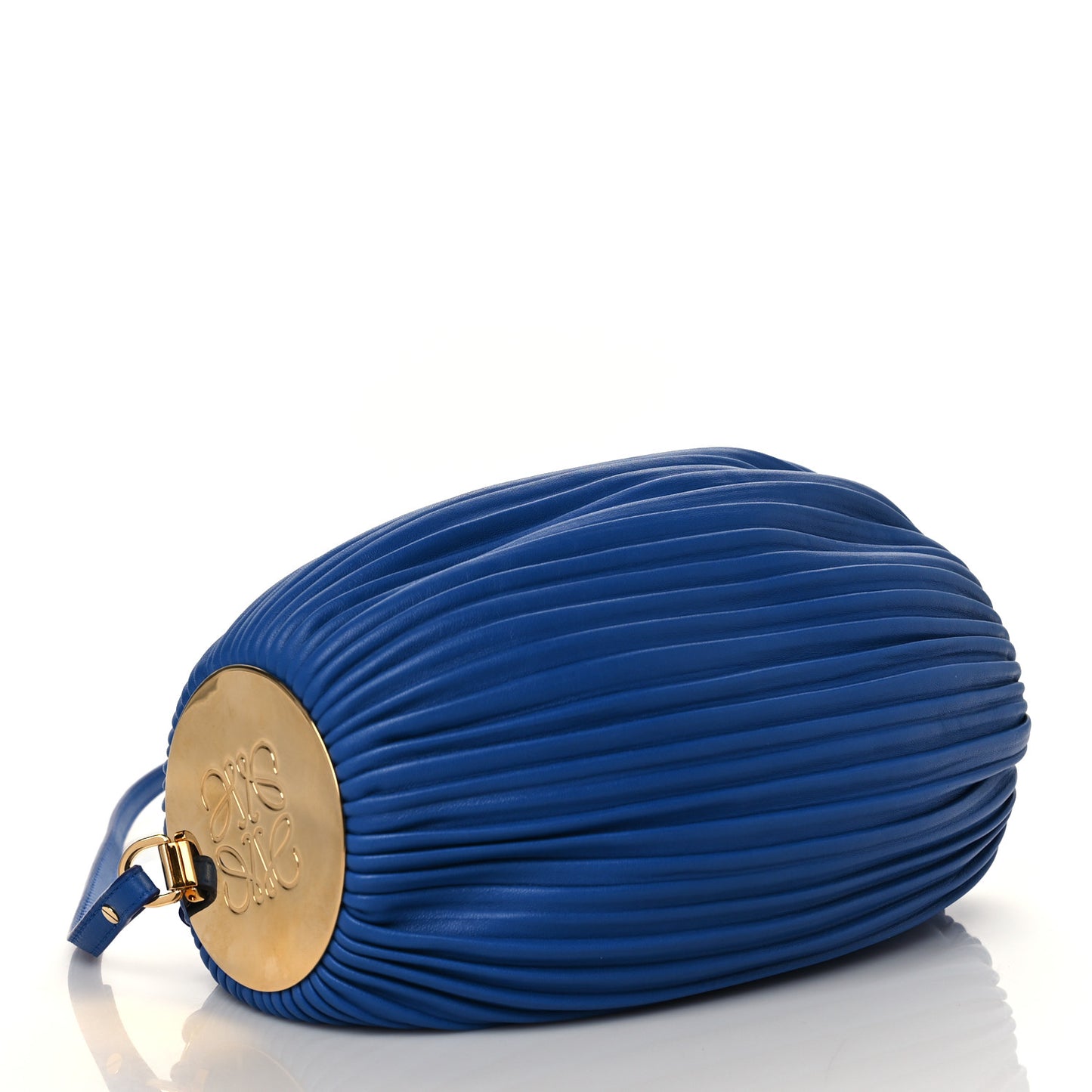 Lambskin Pleated Bracelet Pouch Shoulder Bag Royal Blue