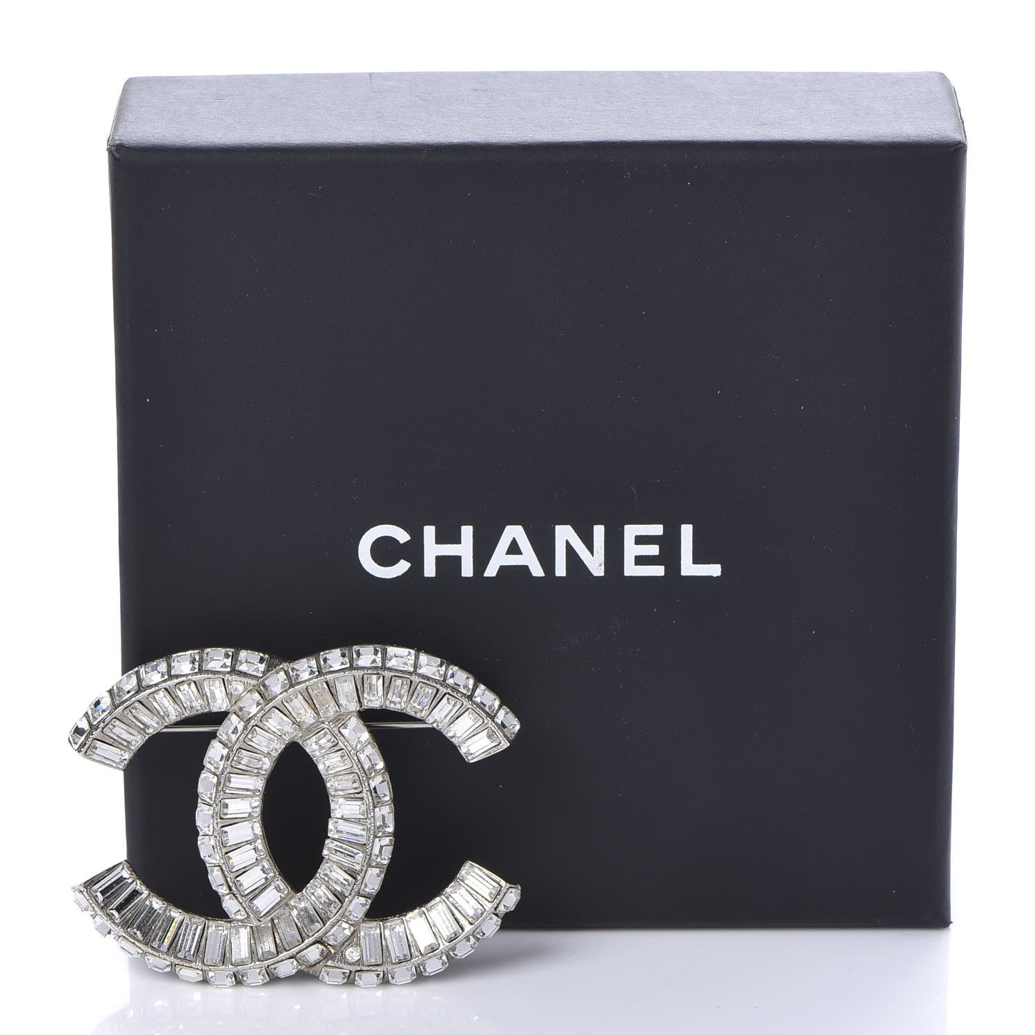 Chanel Baguette Crystal CC Brooch Silver 5 of 5