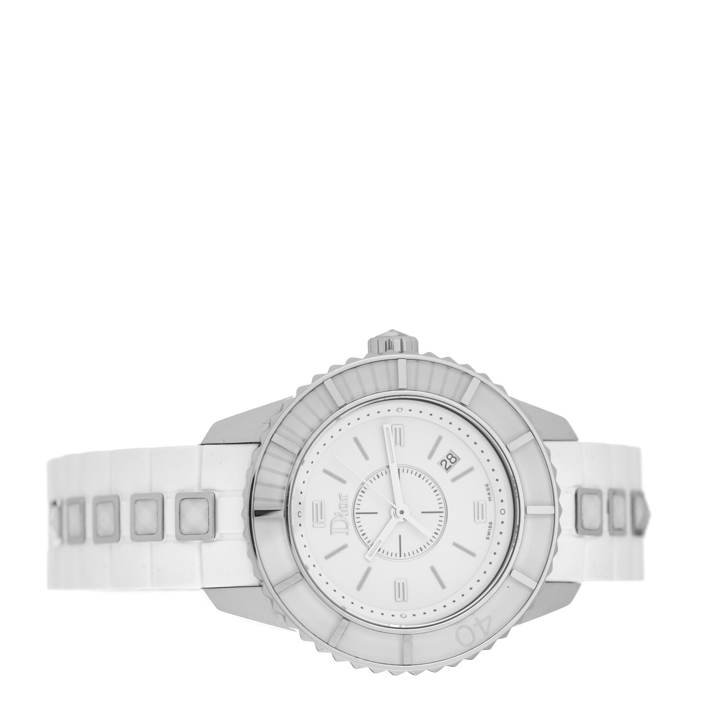 Stainless Steel Rubber 33mm Christal Quartz Watch White