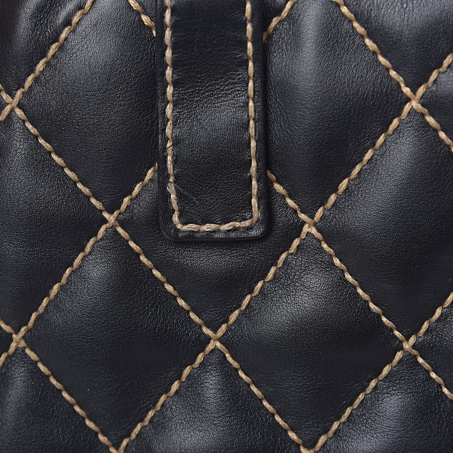 Calfskin Contrast Stitch Surpique Tote Black