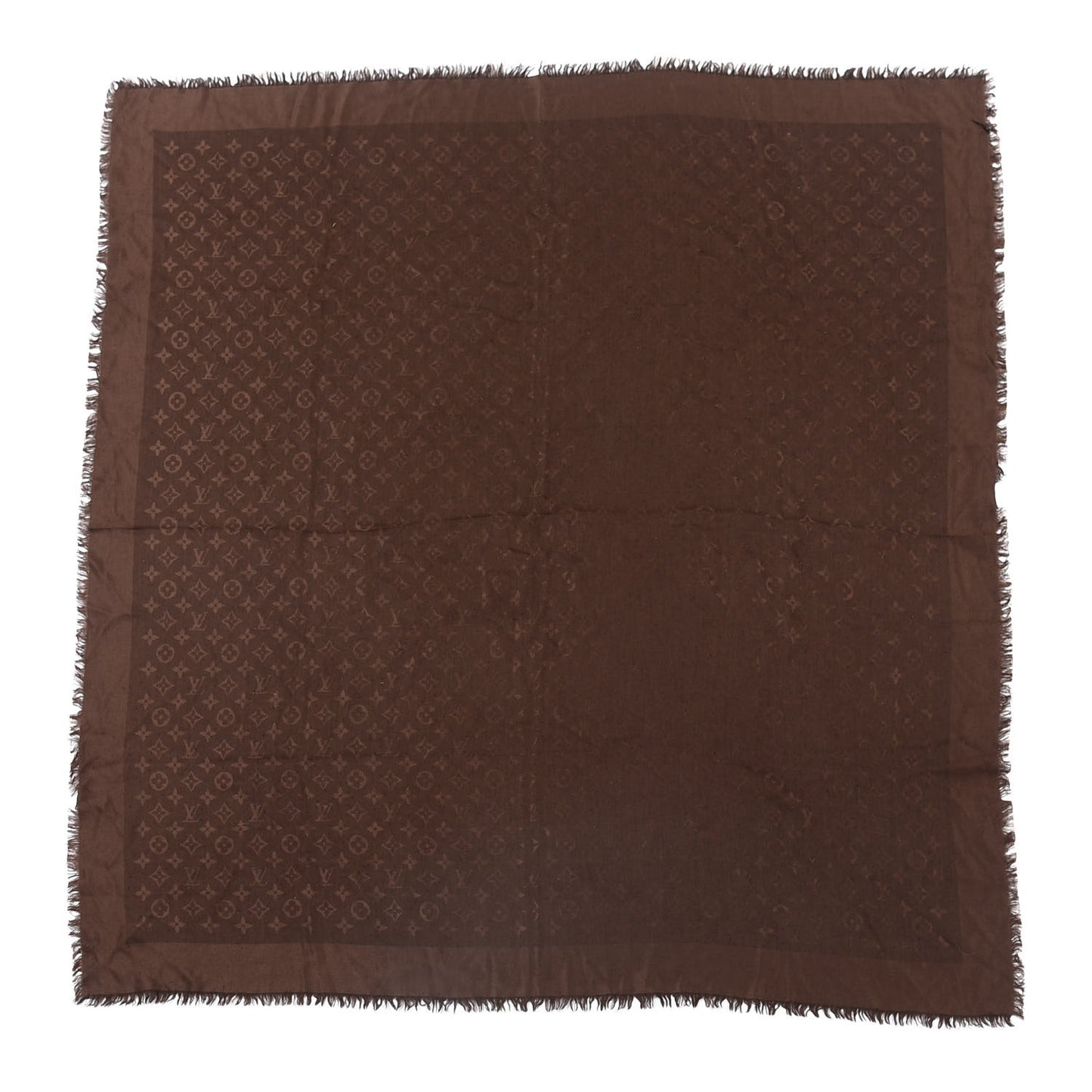Silk Wool Monogram Denim Shawl Chocolate