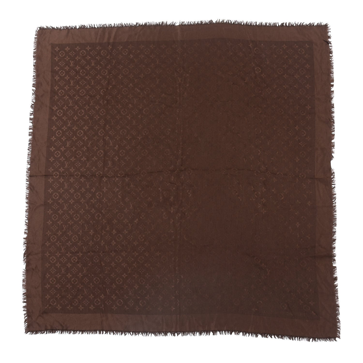 Louis Vuitton Silk Wool Monogram Denim Shawl Chocolate 1 of 5