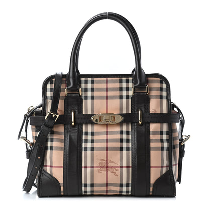 Burberry Haymarket Check Minford Portrait Tote Chocolate 1 of 14