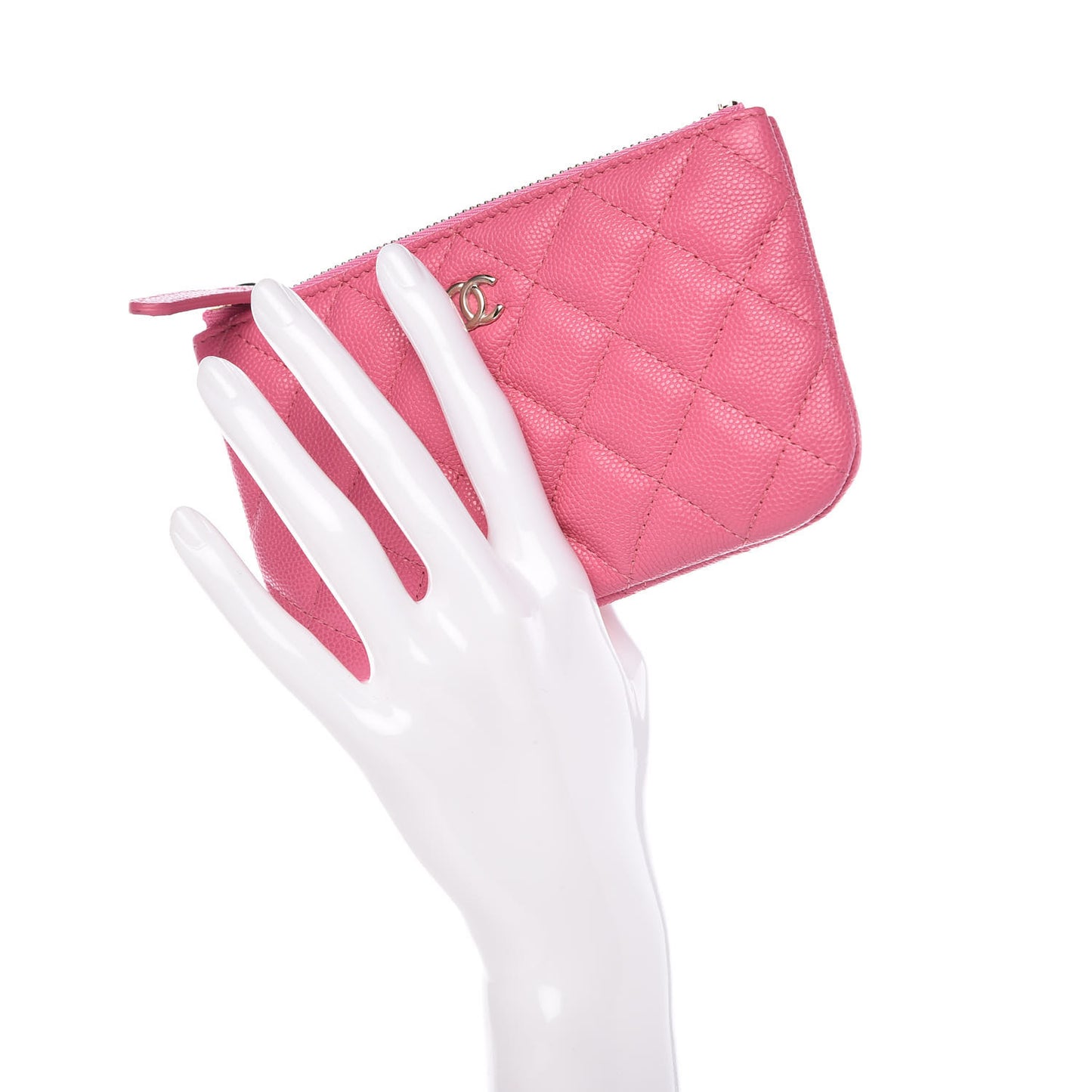 Caviar Quilted Small Cosmetic Case Pink