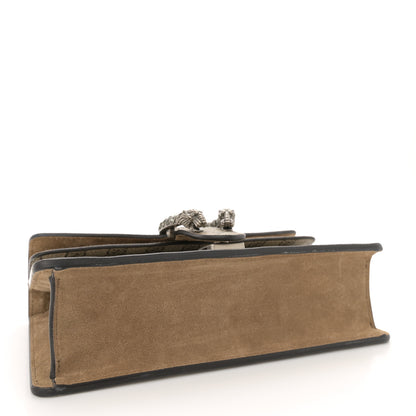 Gucci GG Supreme Monogram Suede Crystal Small Dionysus Shoulder Bag Beige Ebony Taupe 4 of 13