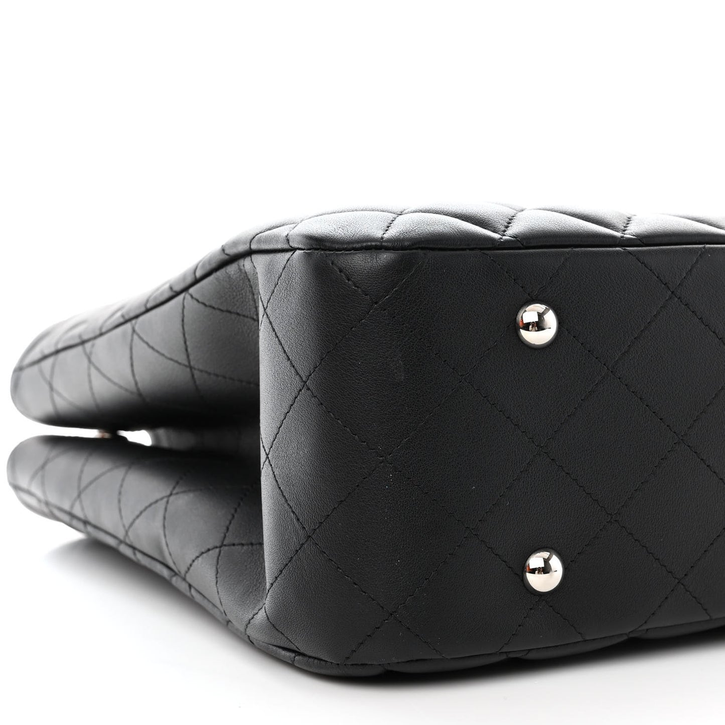 Calfskin Quilted Large Classic Shopping Tote Black
