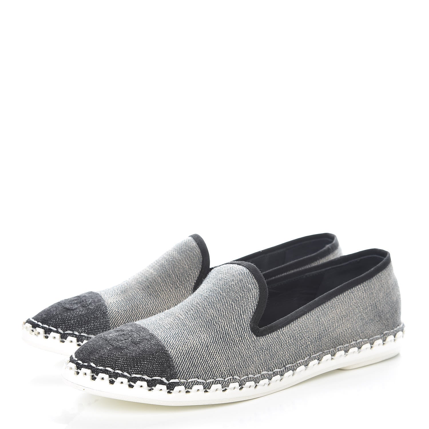 Chanel Fabric Mocassin Loafer 38 Blue Navy 3 of 10