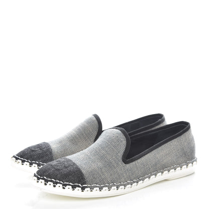 Chanel Fabric Mocassin Loafer 38 Blue Navy 3 of 10