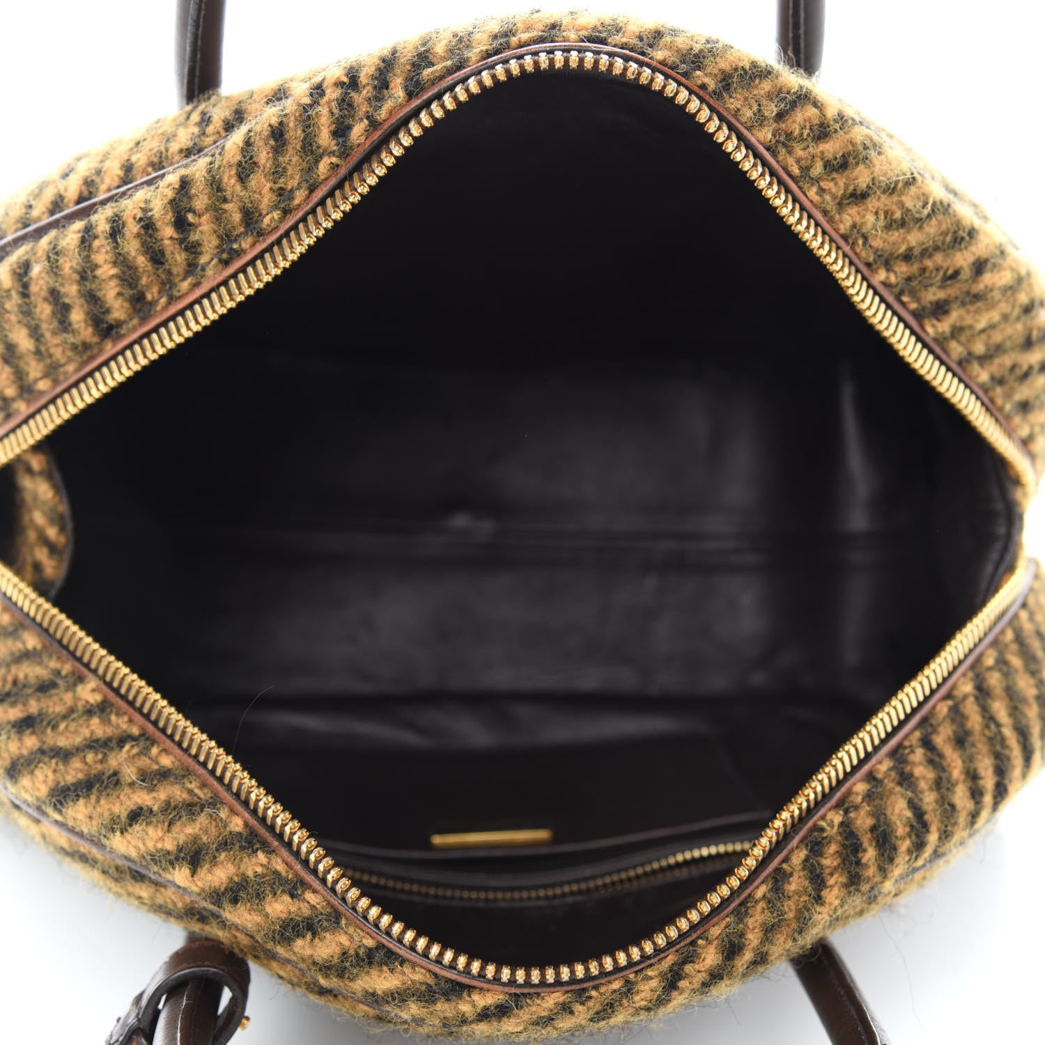 Prada Tessuto Tweed Vitello Vintage Bowling Bag Brown 5 of 12