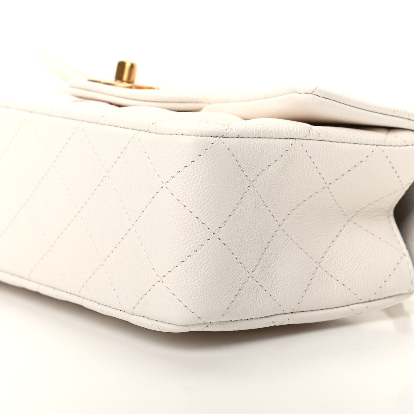 Caviar Quilted Mini Top Handle Rectangular Flap White