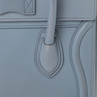 Celine Drummed Calfskin Nano Luggage Blue 15 of 16