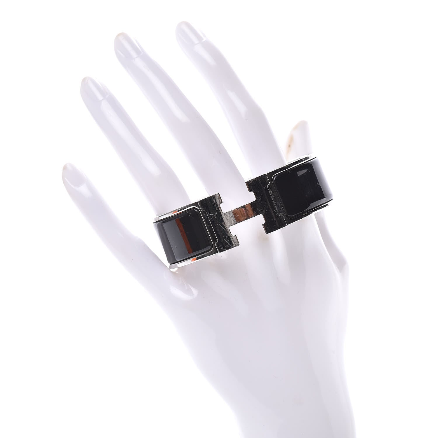 Hermes Enamel Wide Clic Clac H Bracelet GM Black 2 of 4