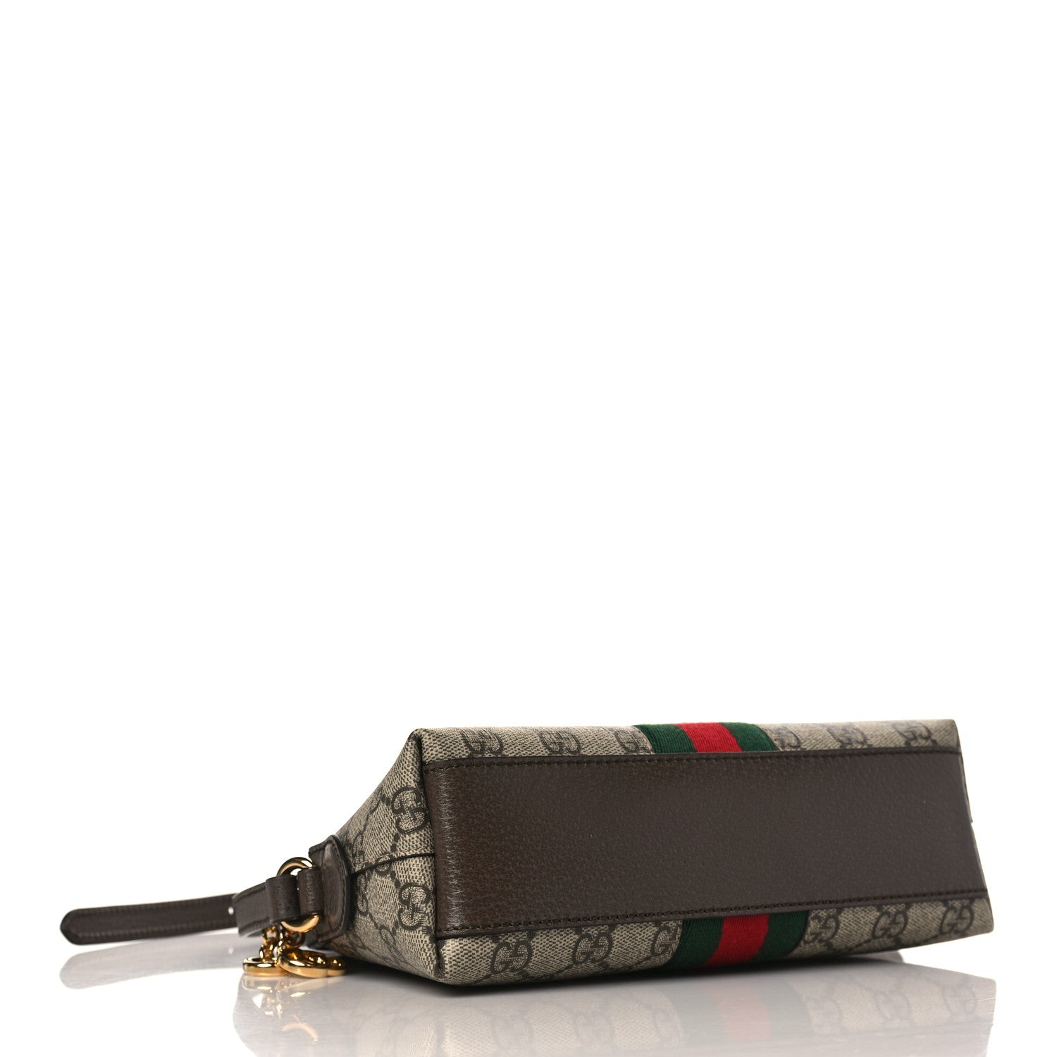 Gucci GG Supreme Monogram Textured Dollar Calfskin Web Small Ophidia Dome Shoulder Bag Beige Ebony New Acero 4 of 10