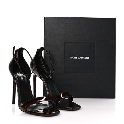 Saint Laurent Patent Calfskin Amber 105 Ankle Strap Sandals 40 Tortoiseshell 8 of 8