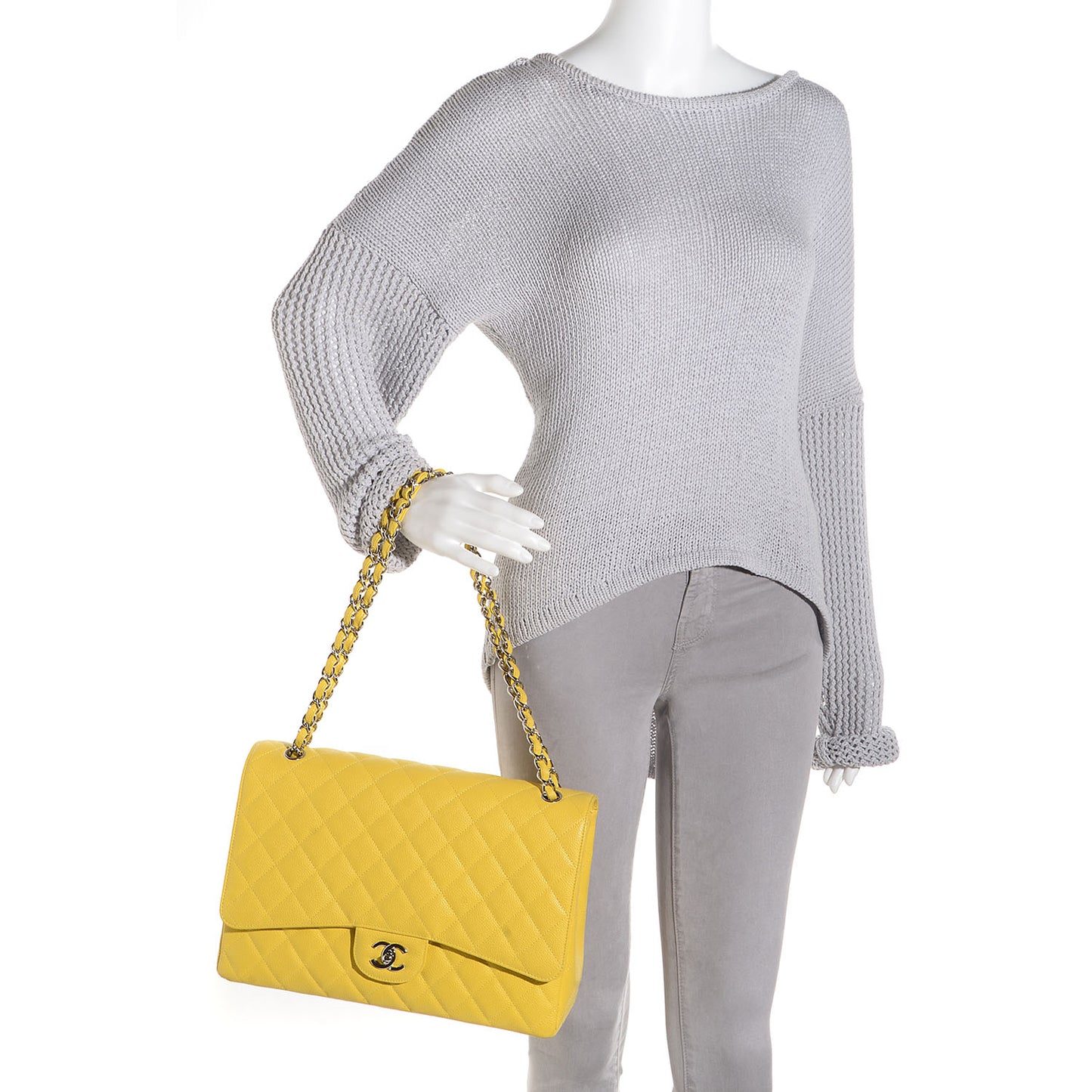 Caviar Maxi Single Flap Yellow
