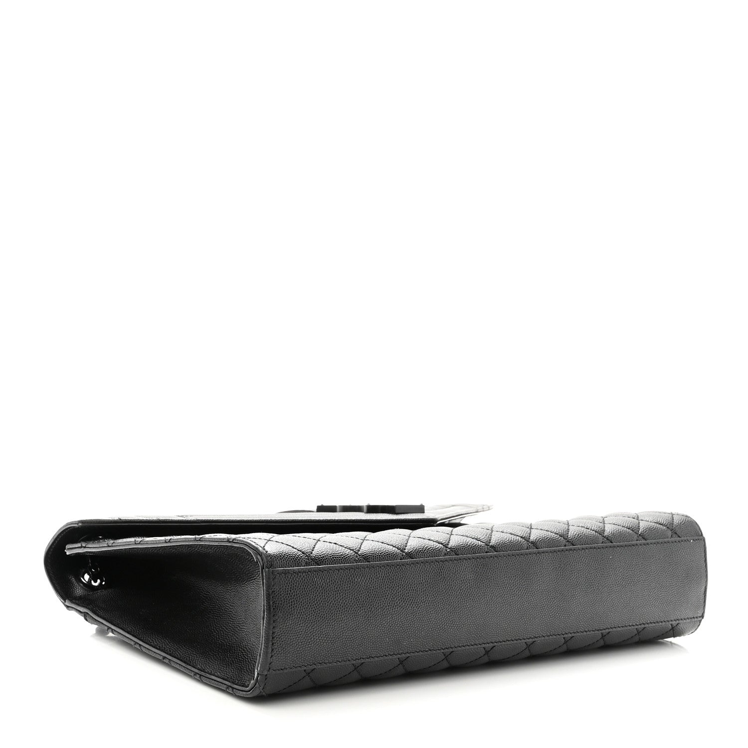 Saint Laurent Grain De Poudre Textured Mixed Matelasse Large Triquilt Monogram Monochrome Satchel Black 4 of 10