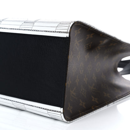 Louis Vuitton X FORNASETTI Calfskin Architettura Onthego MM Black White 14 of 15