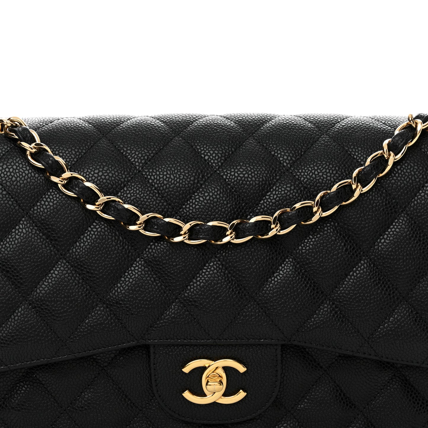 Caviar Quilted Jumbo Double Flap Black