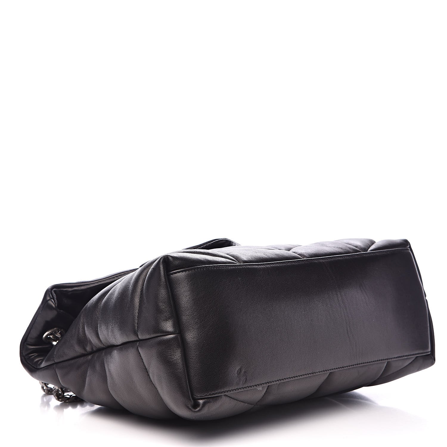 Saint Laurent Lambskin Quilted Medium Loulou Puffer Monogram Chain Satchel Black 4 of 11