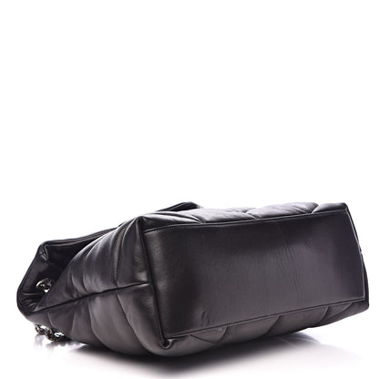 Saint Laurent Lambskin Quilted Medium Loulou Puffer Monogram Chain Satchel Black 4 of 11