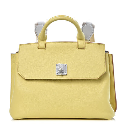 MCM Pebbled Calfskin Medium Milla Backpack Custard Yellow 1 of 7