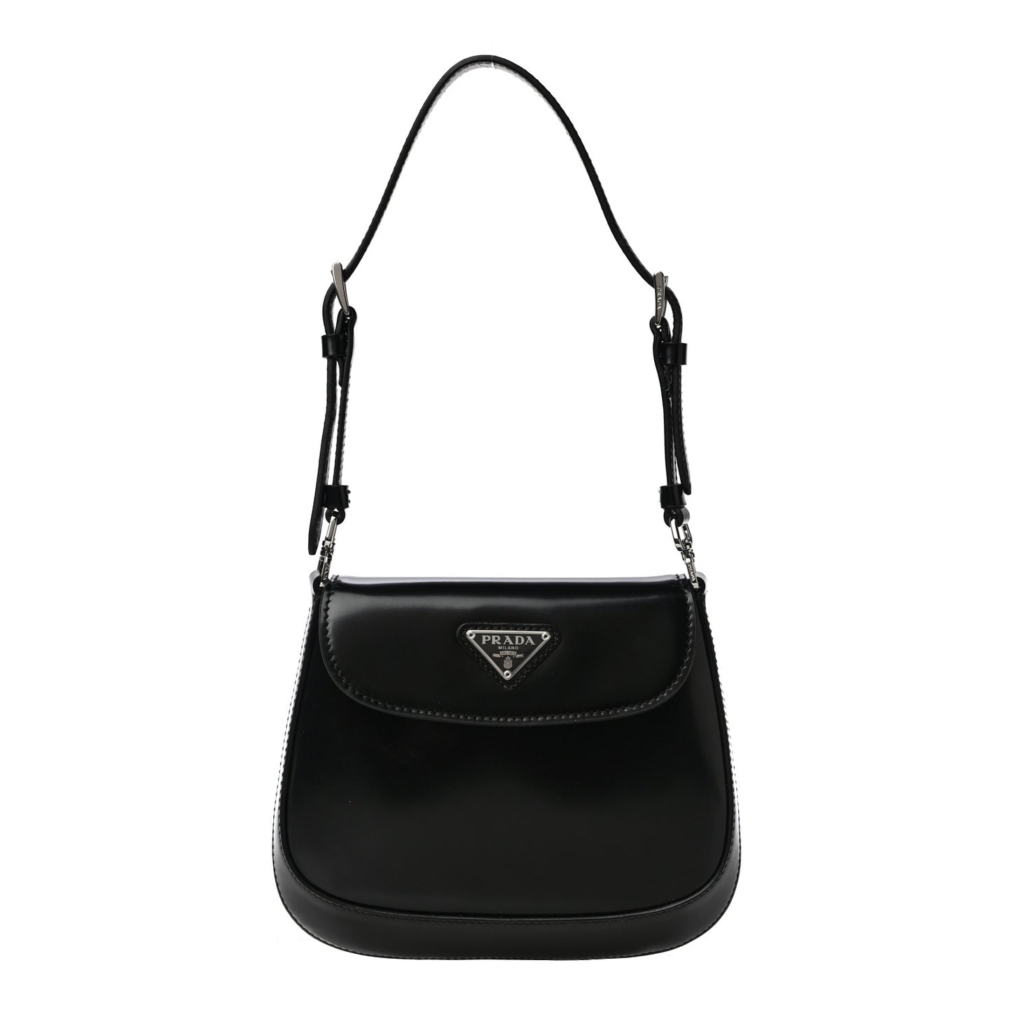 Spazzolato Mini Cleo Flap Adjustable Strap Shoulder Bag Black