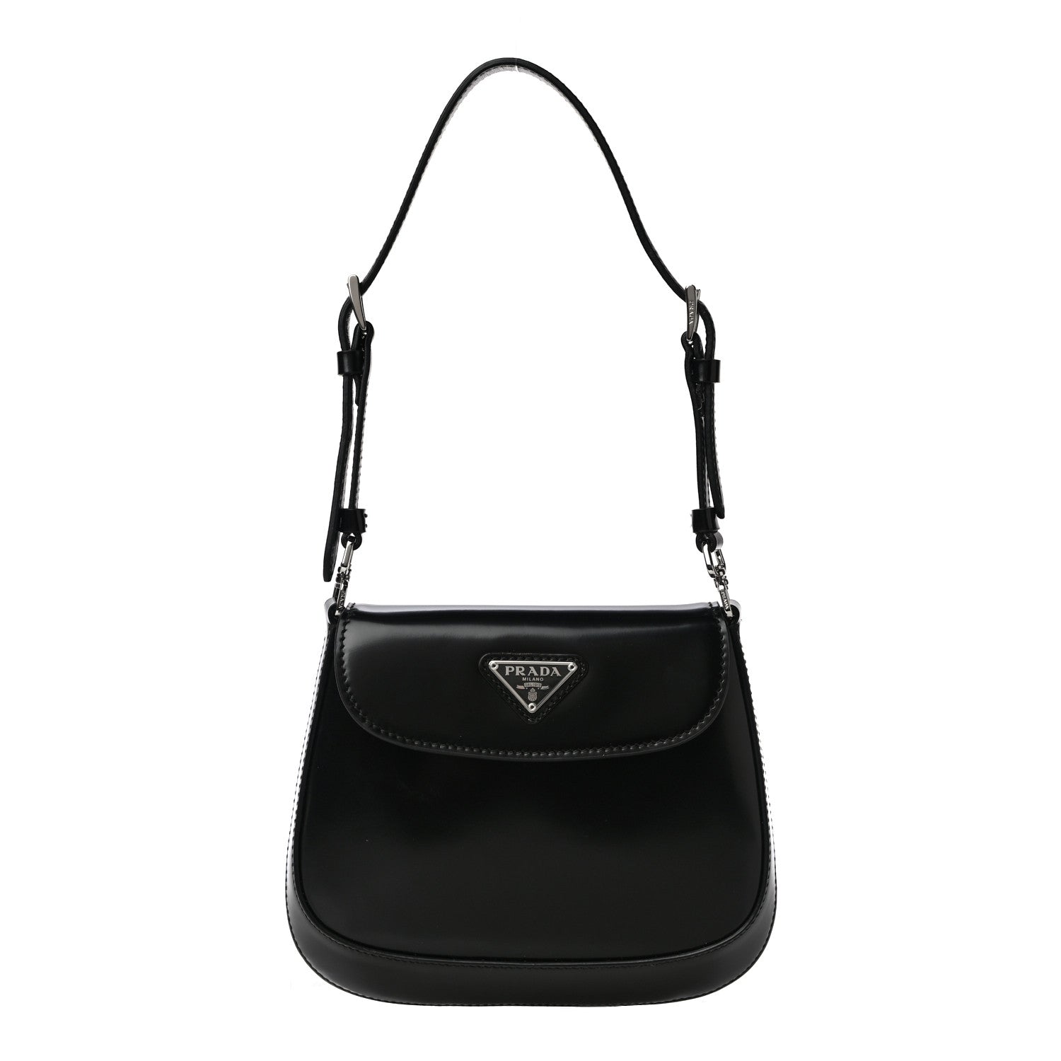 Prada Spazzolato Mini Cleo Flap Adjustable Strap Shoulder Bag Black 2 of 10
