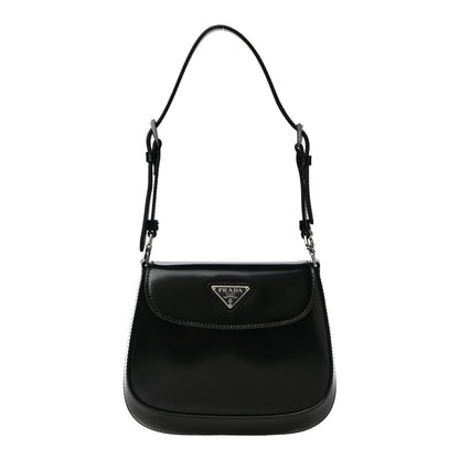 Prada Spazzolato Mini Cleo Flap Adjustable Strap Shoulder Bag Black 2 of 10