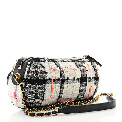 Chanel Tweed Calfskin Signe Bowling Bag White Black 3 of 11