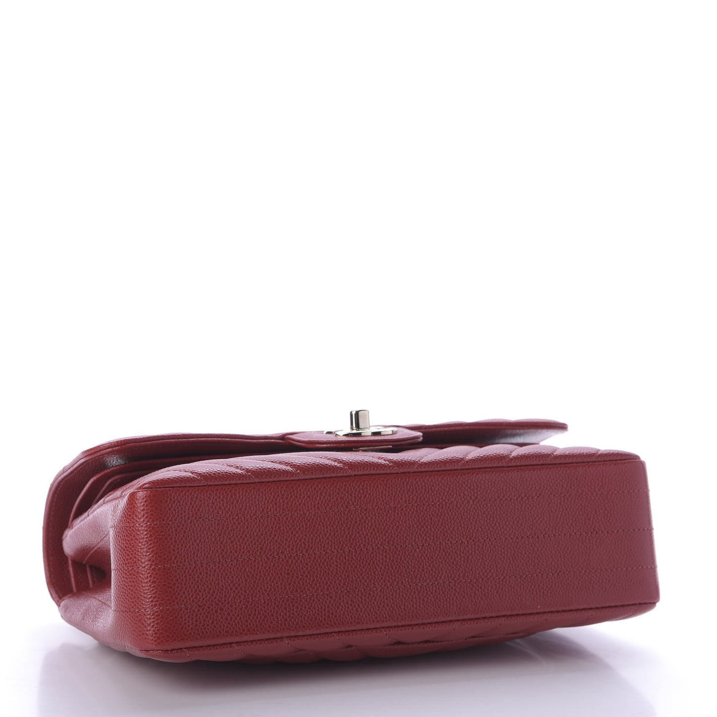 Caviar Chevron Quilted Small Double Flap Dark Red