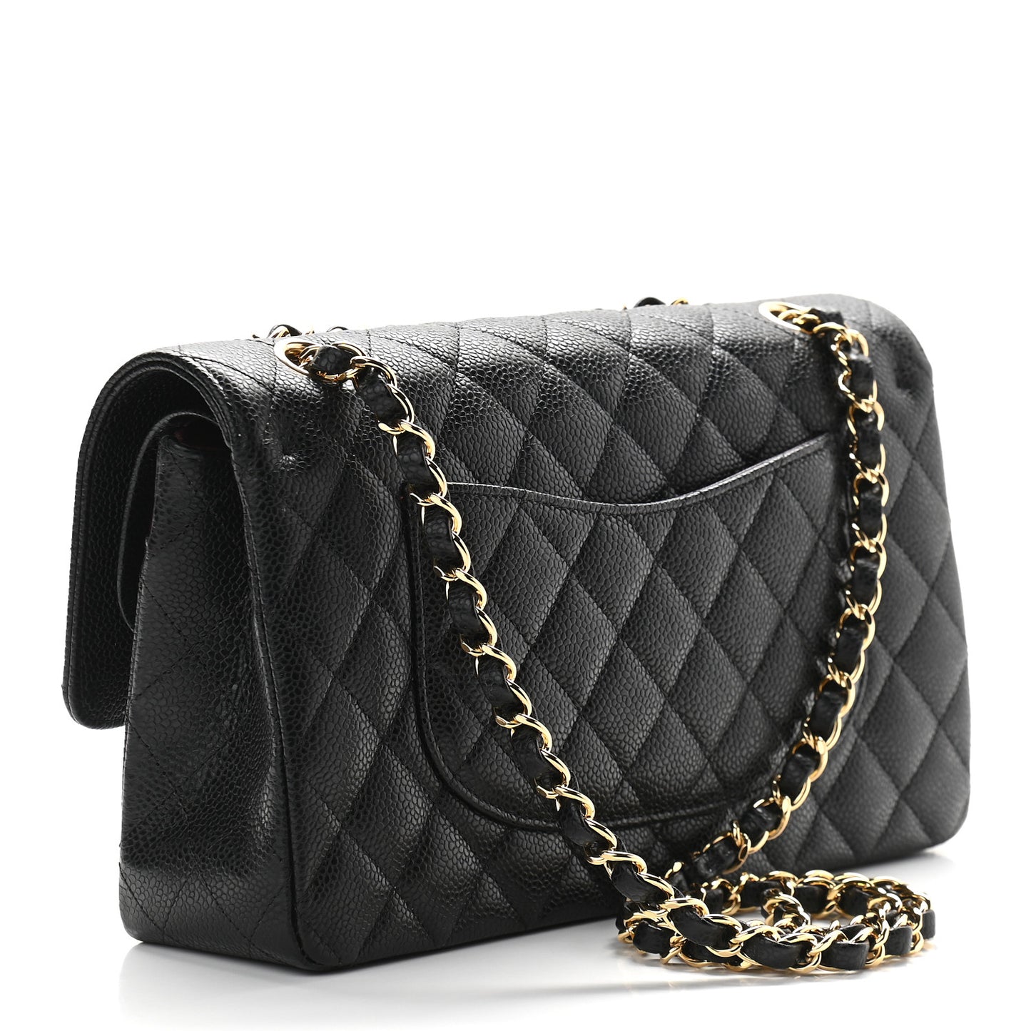 Caviar Quilted Medium Double Flap Black